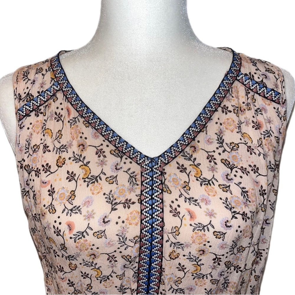 PATRONS Of Peace Floral Blush Patterned High Low V-neck Sleeveless Size SMALL - Picture 2 of 11